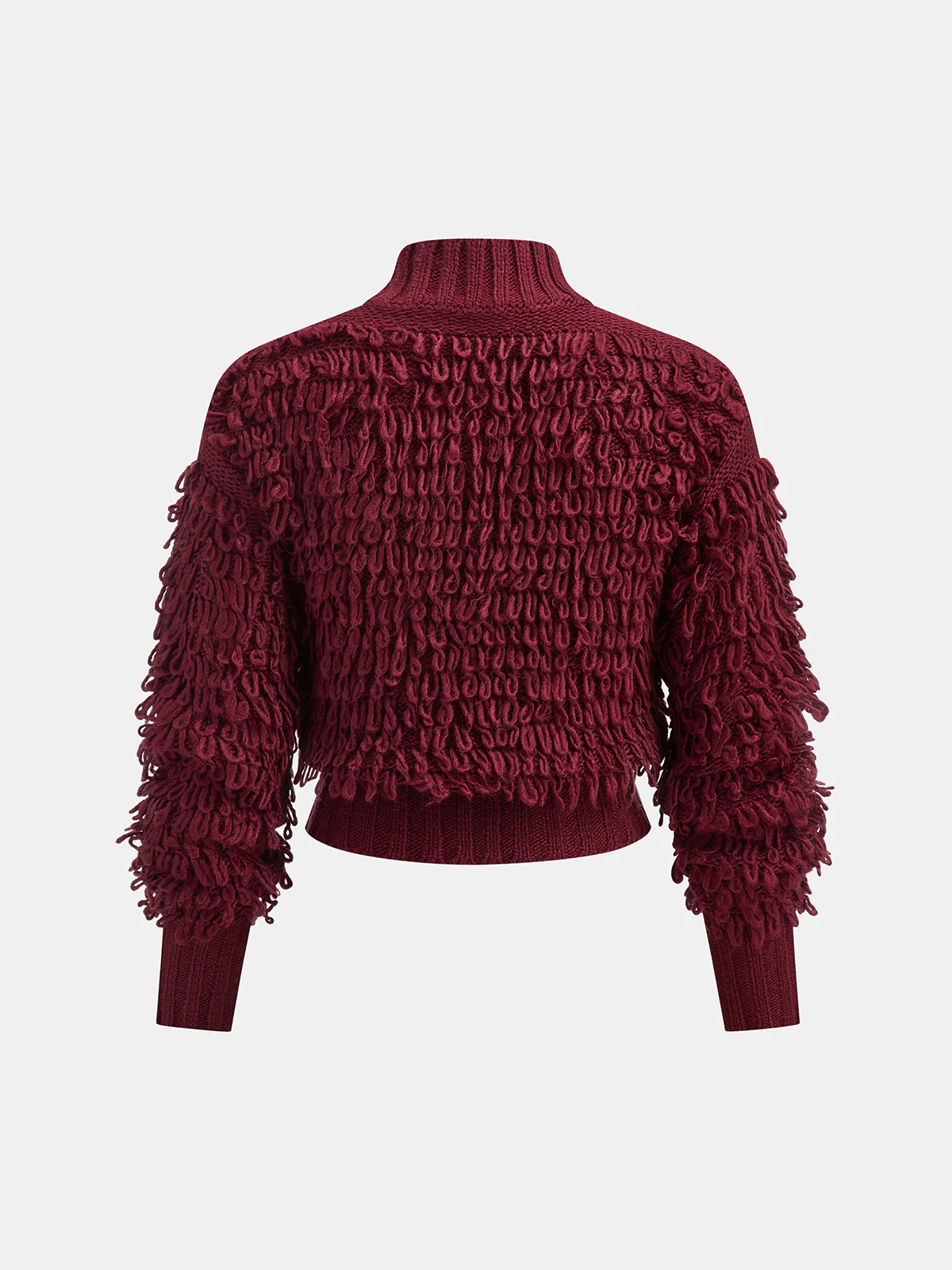Mock Neck Fuzzy Knit Sweater - Wholesalesil