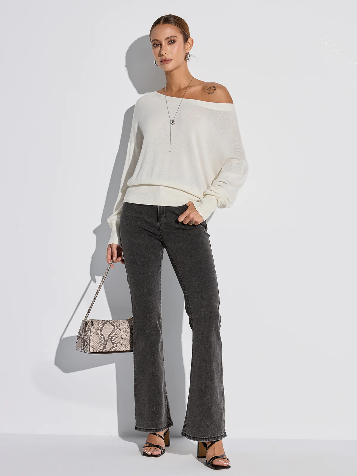 Off-Shoulder Oversized Knit Top - Wholesalesil