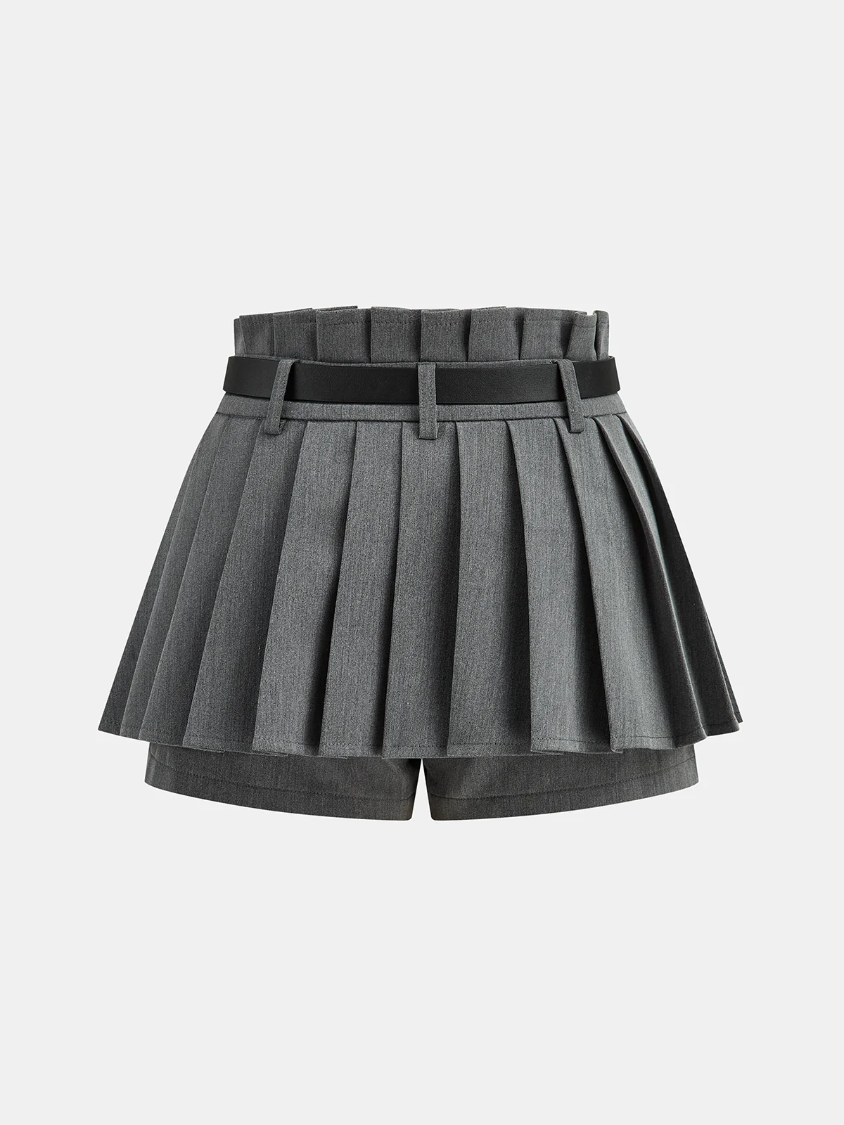 Mid-Waist Pleated Belted Skort - Wholesalesil