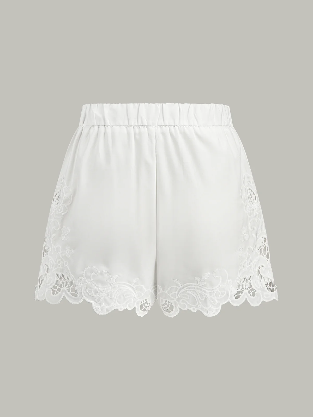 Lace Trim Mid-Waist Shorts - Wholesalesil