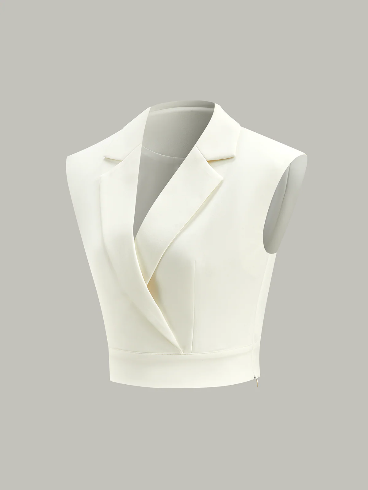 Cropped Wide-Shoulder Waist-Cinching Blazer Vest - Wholesalesil