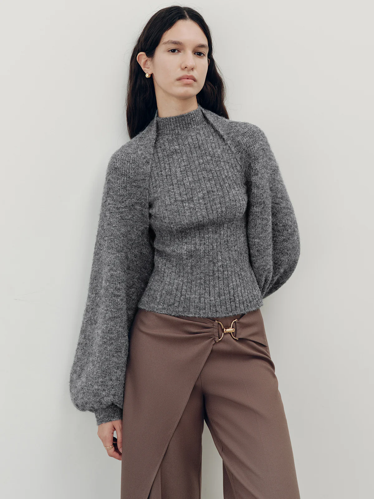 Wool-Blend Mock Neck Two-Piece Sweater Set - Wholesalesil