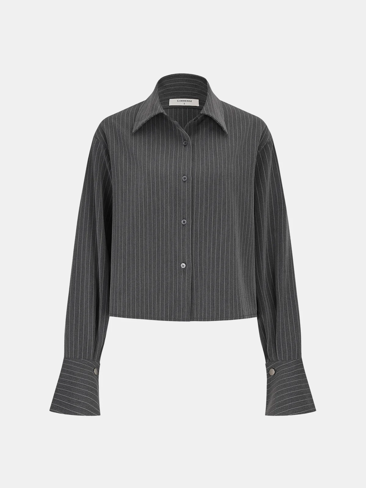 Pinstripe Shirt and Ruched Mini Skirt Set - Wholesalesil