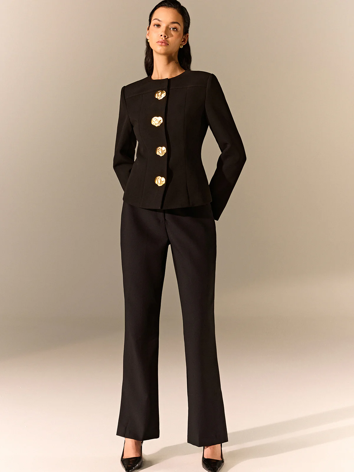 Metal Detail Tailored Blazer - Wholesalesil