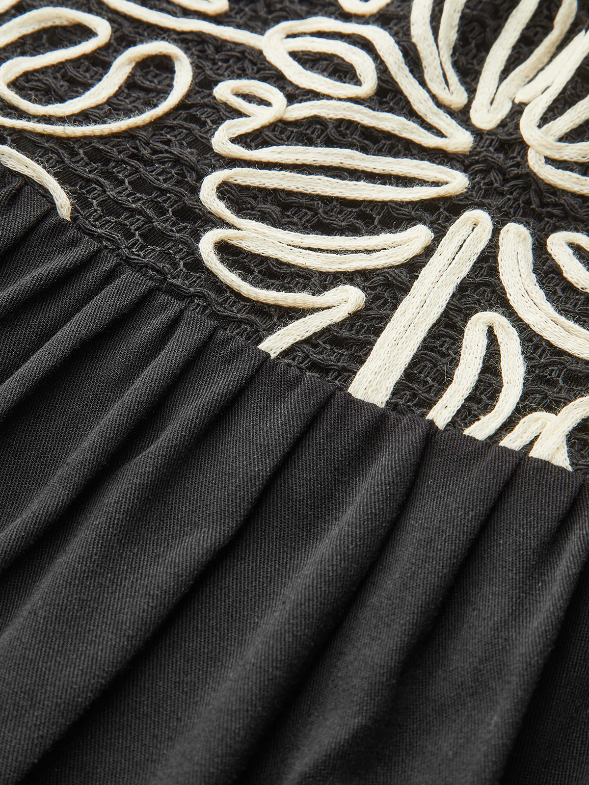 Embroidered Midi Dress with Tie-Up Straps - Wholesalesil