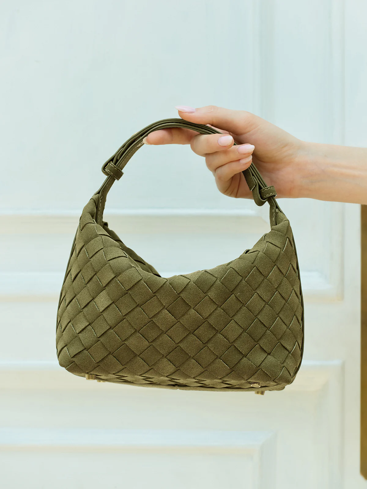 Woven PU Leather Top-Handle Bag - Wholesalesil