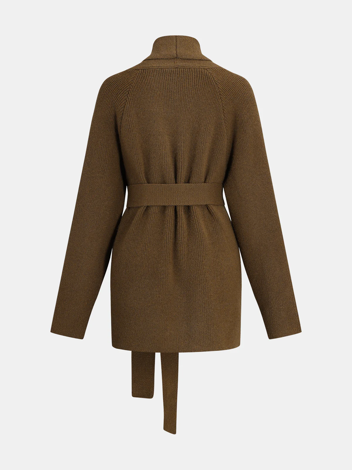 Wool Blend Tie Waist Knit Cardigan - Wholesalesil