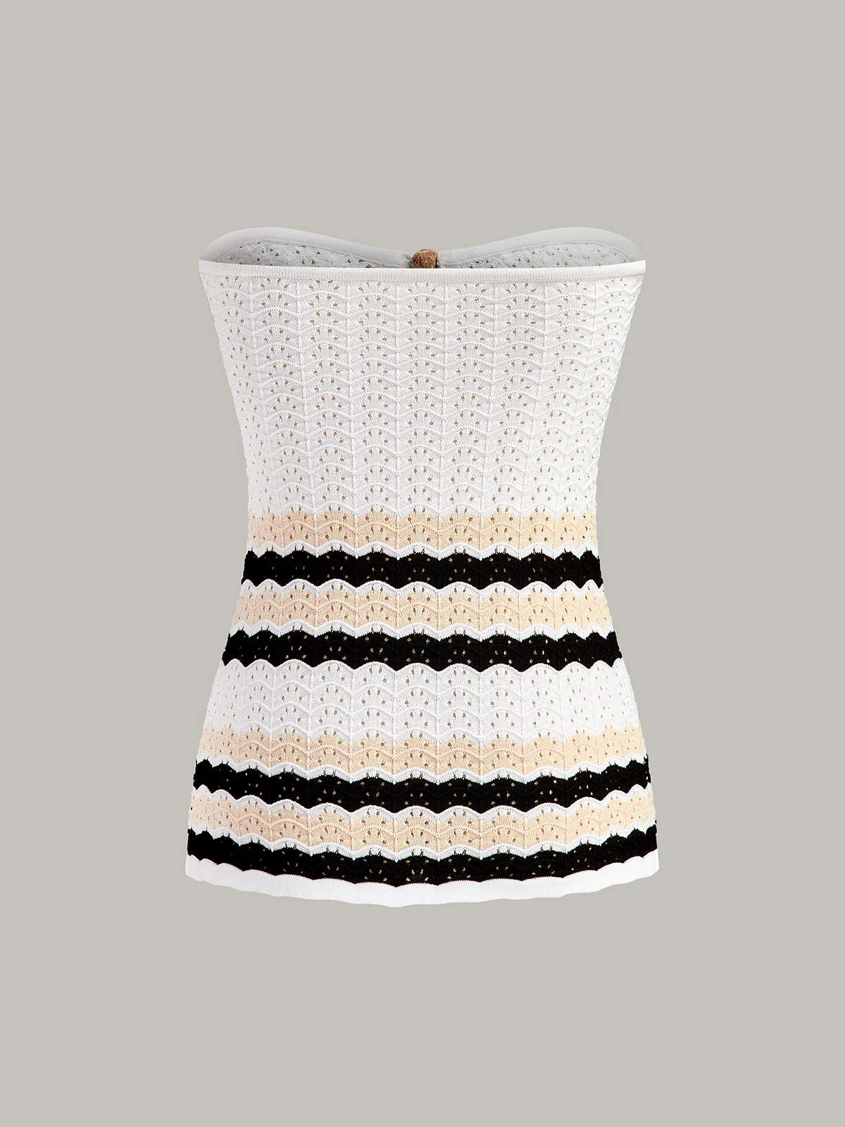 Striped Hem Strapless Knit Top - Wholesalesil