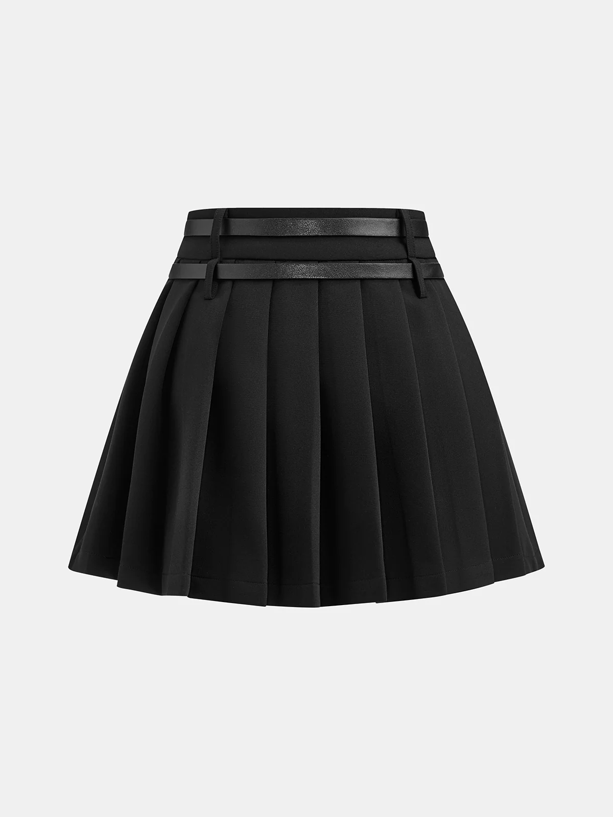 Pleated Double Buckle Mini Skirt - Wholesalesil