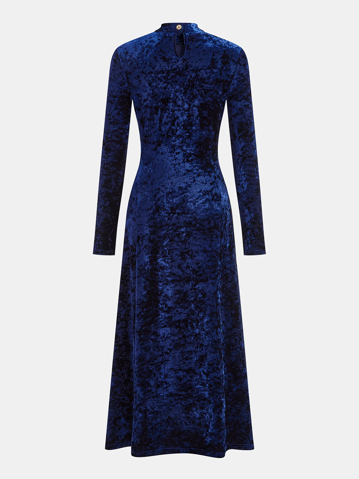 Metal Button Ruched Velvet Maxi Dress - Wholesalesil