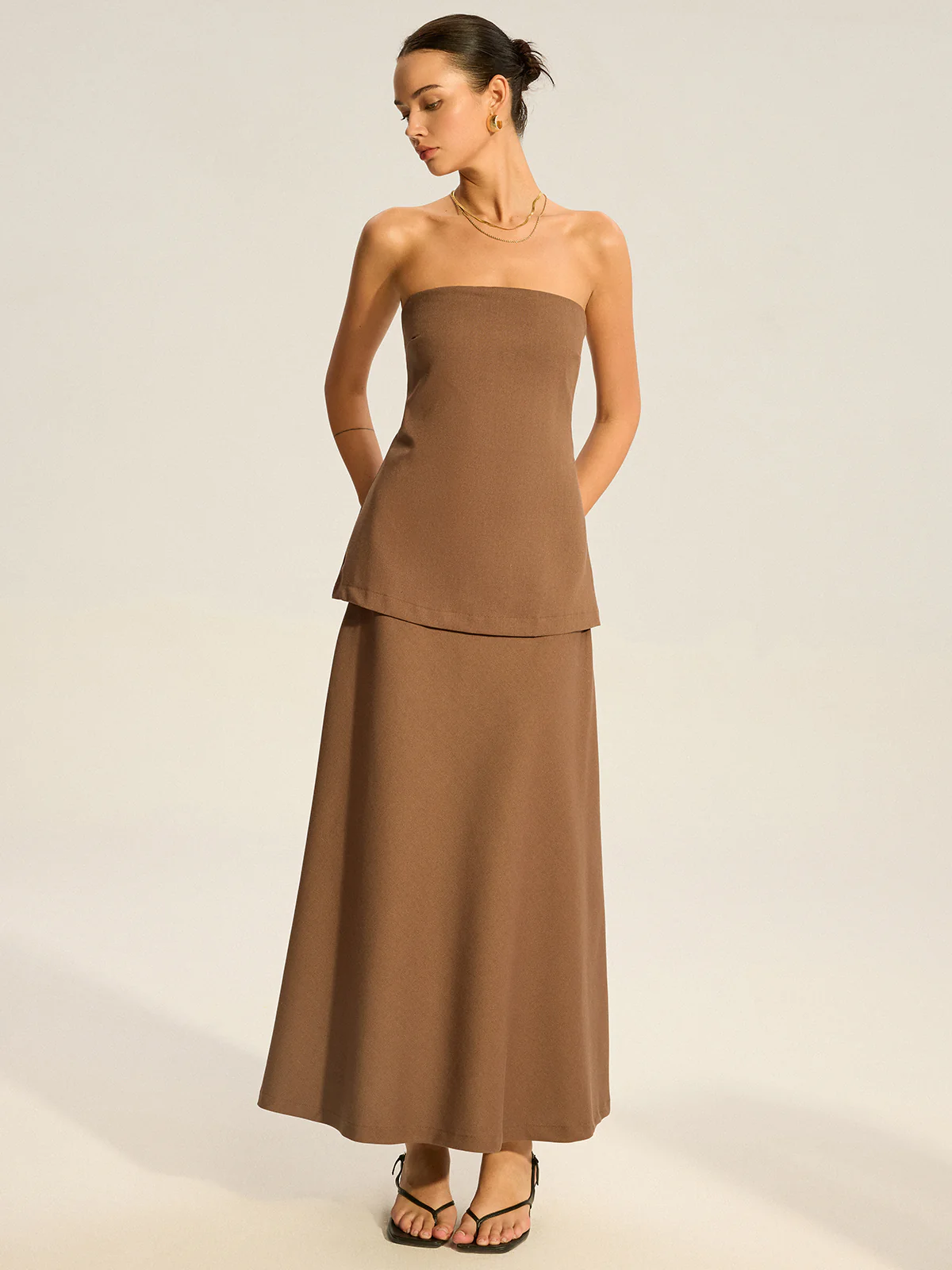 Strapless Layered Maxi Dress - Wholesalesil