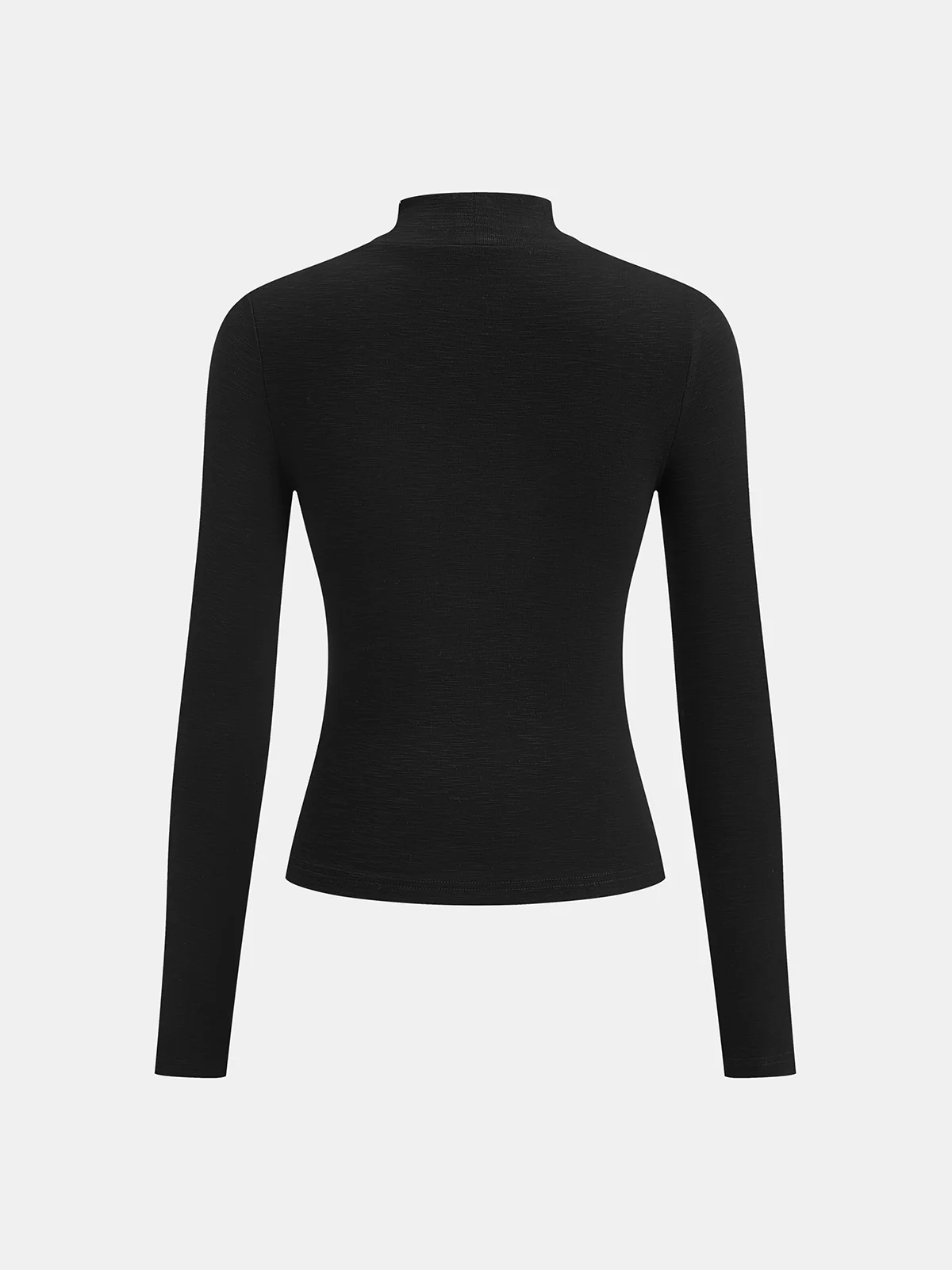 Buckle Detail Cut-Out Mock Neck Top - Wholesalesil