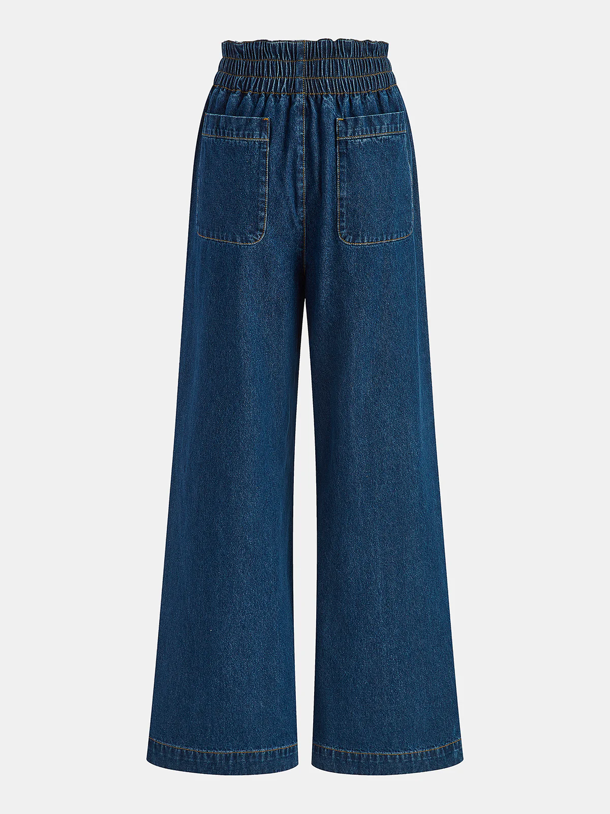 Elastic Waistband Denim Wide-Leg Pants - Wholesalesil