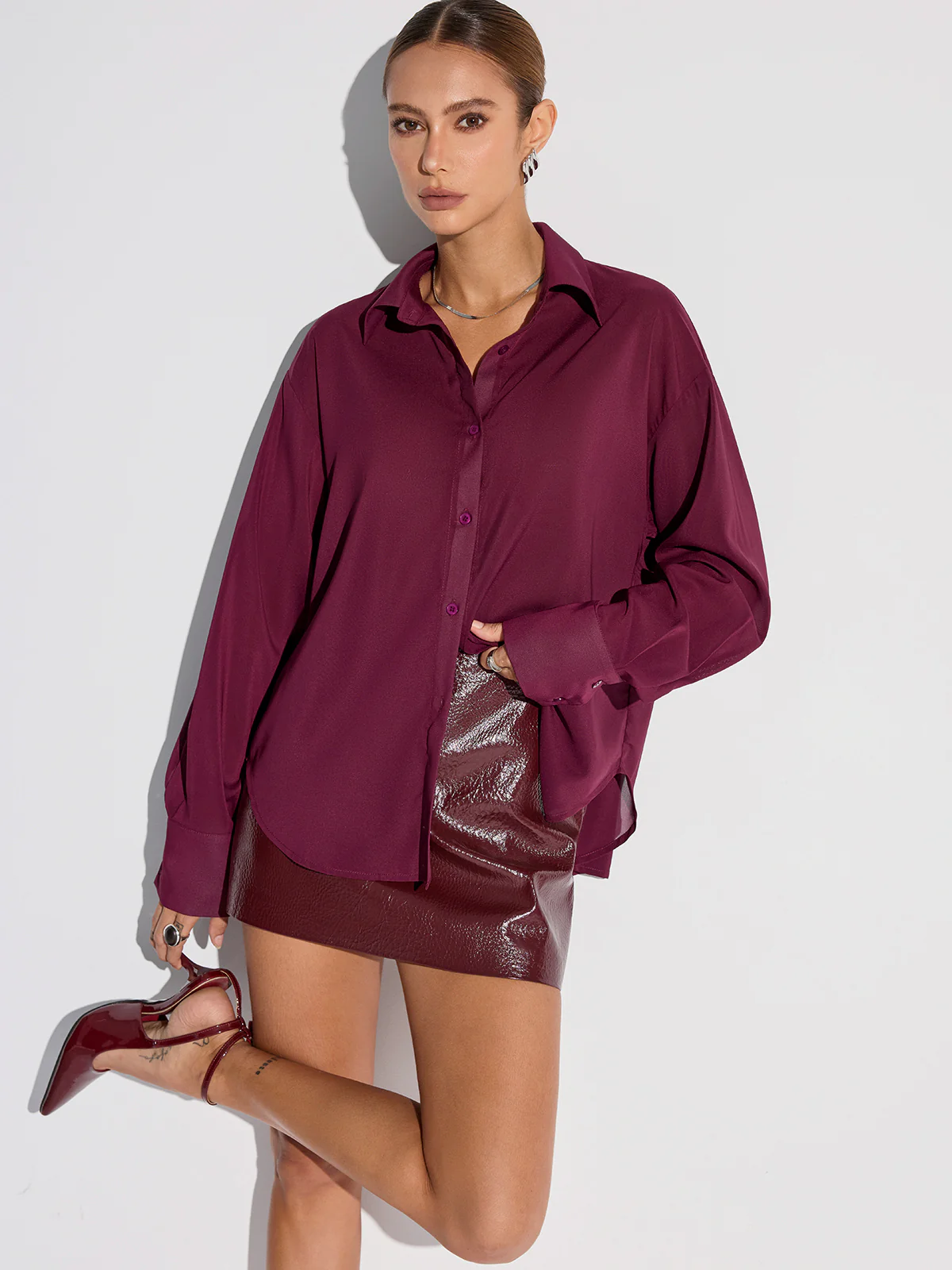 Semi-Sheer Chiffon Button Shirt - Wholesalesil