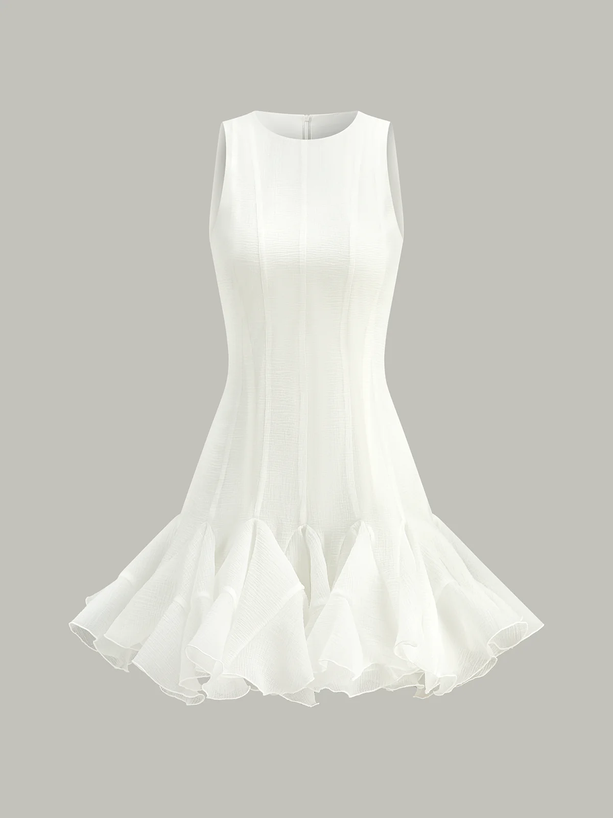 Semi-Sheer Ruffled Hem Mini Dress - Wholesalesil