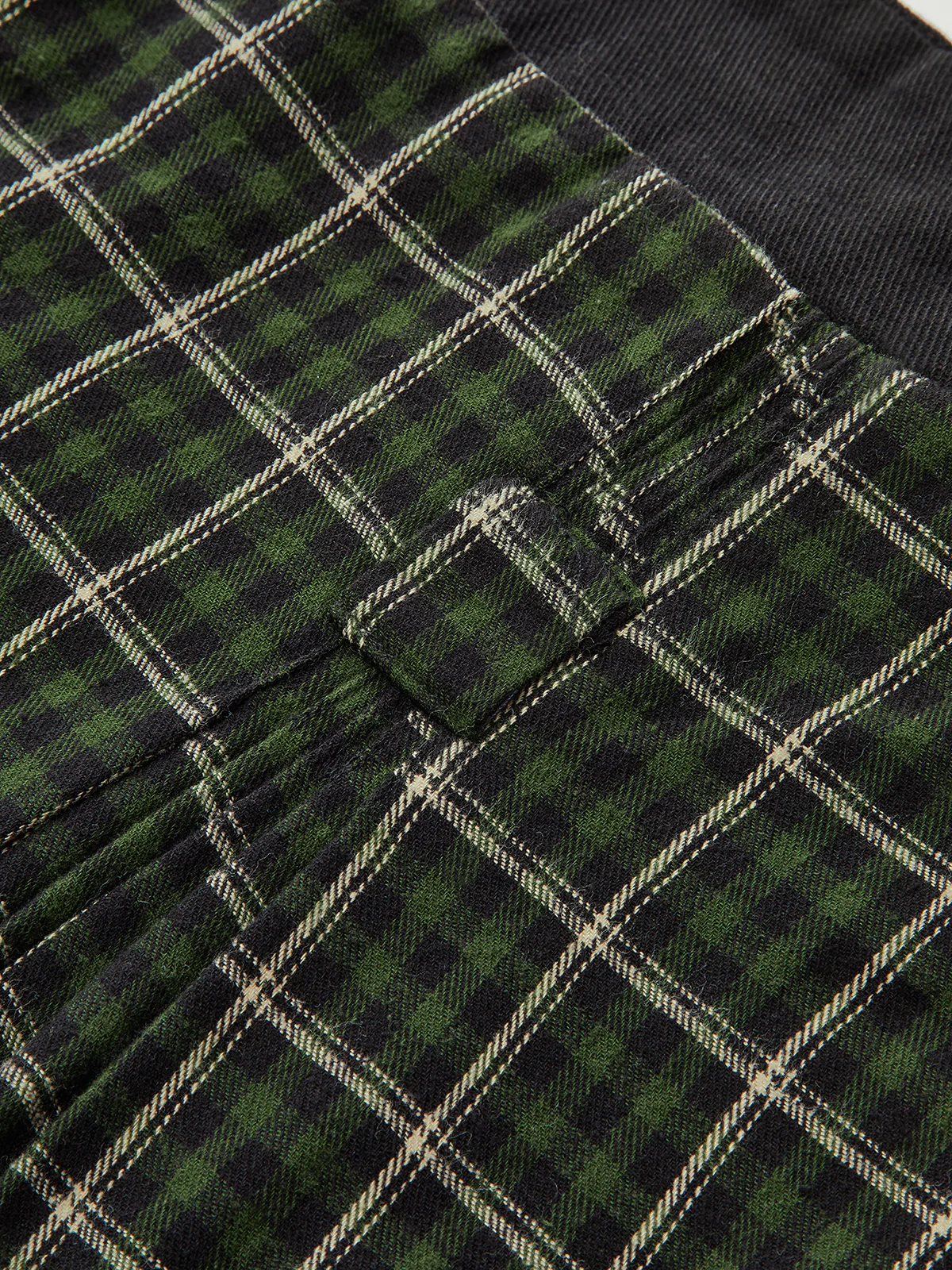 Cotton Pleated Plaid Mini Skirt - Wholesalesil