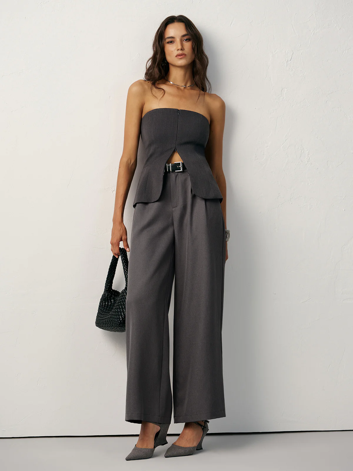 Strapless Zipper Cut-Out Tank Top - Wholesalesil