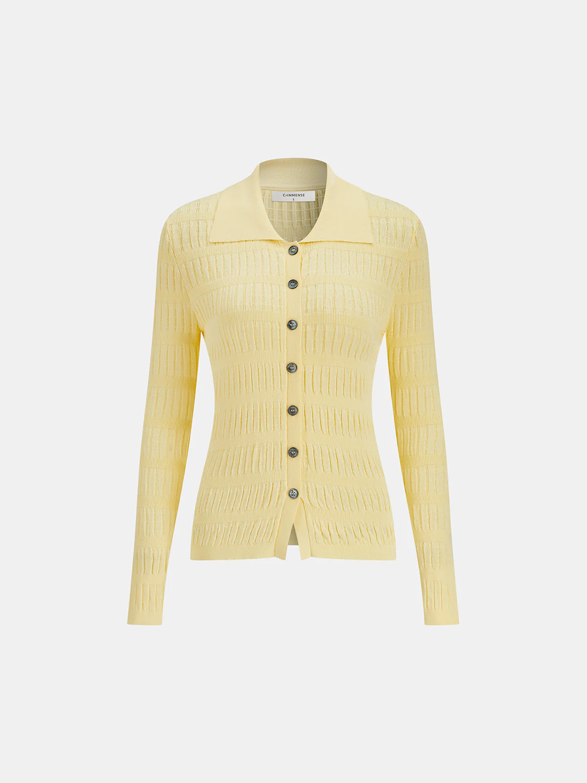 Shirt Collar Textured Knit Button Cardigan - Wholesalesil