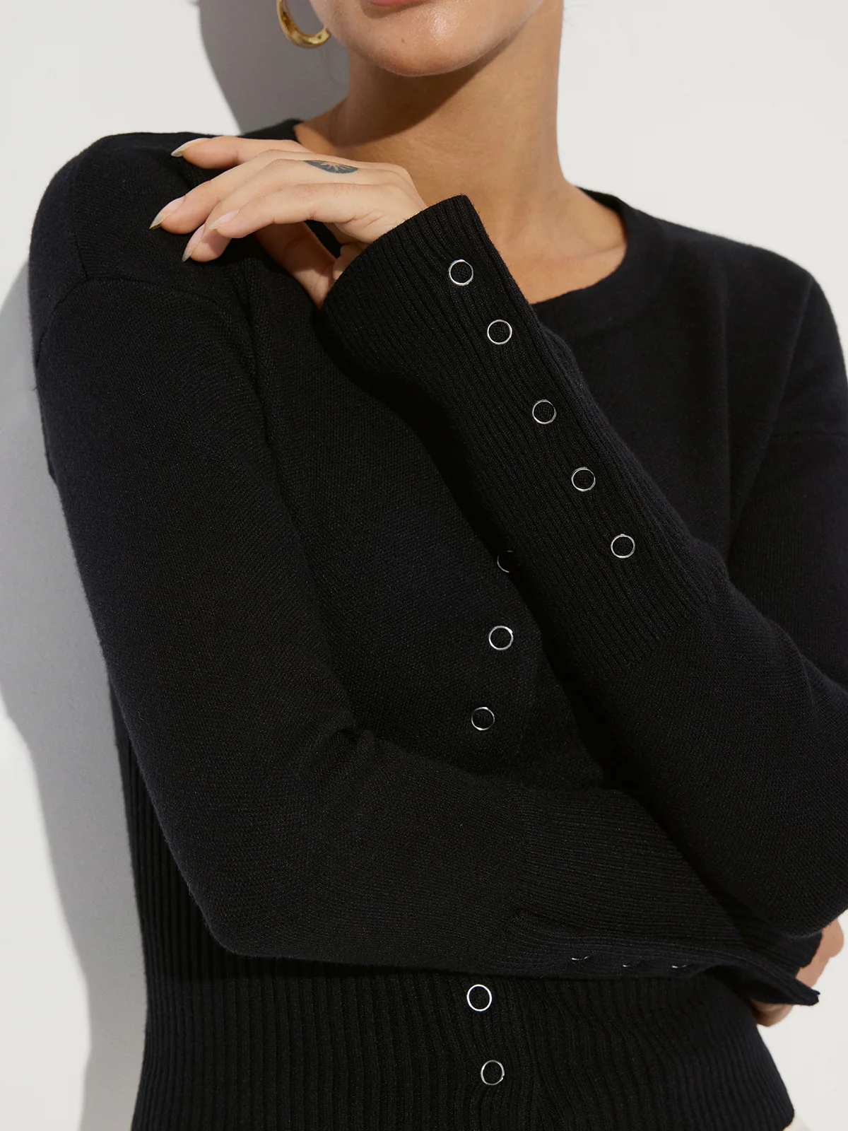 Cinched Waist Crew Neck Knit Cardigan - Wholesalesil