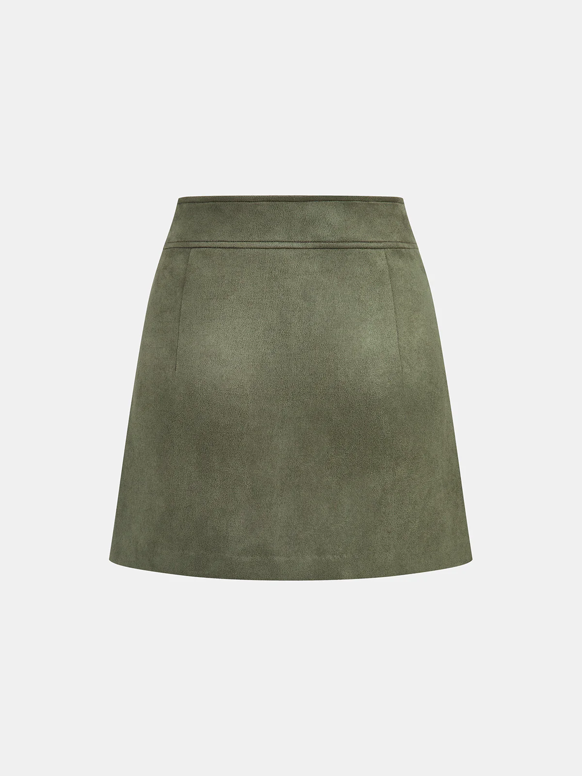 High-Waist Button Front Suede Effect Mini Skirt - Wholesalesil