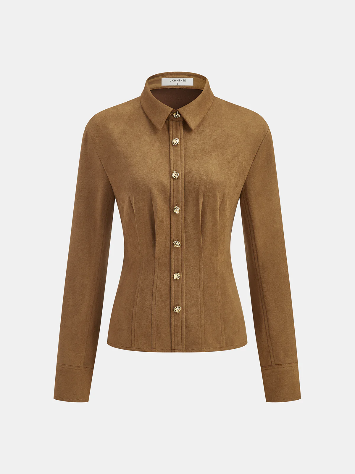 Pleat Collared Suede Effect Shirt - Wholesalesil