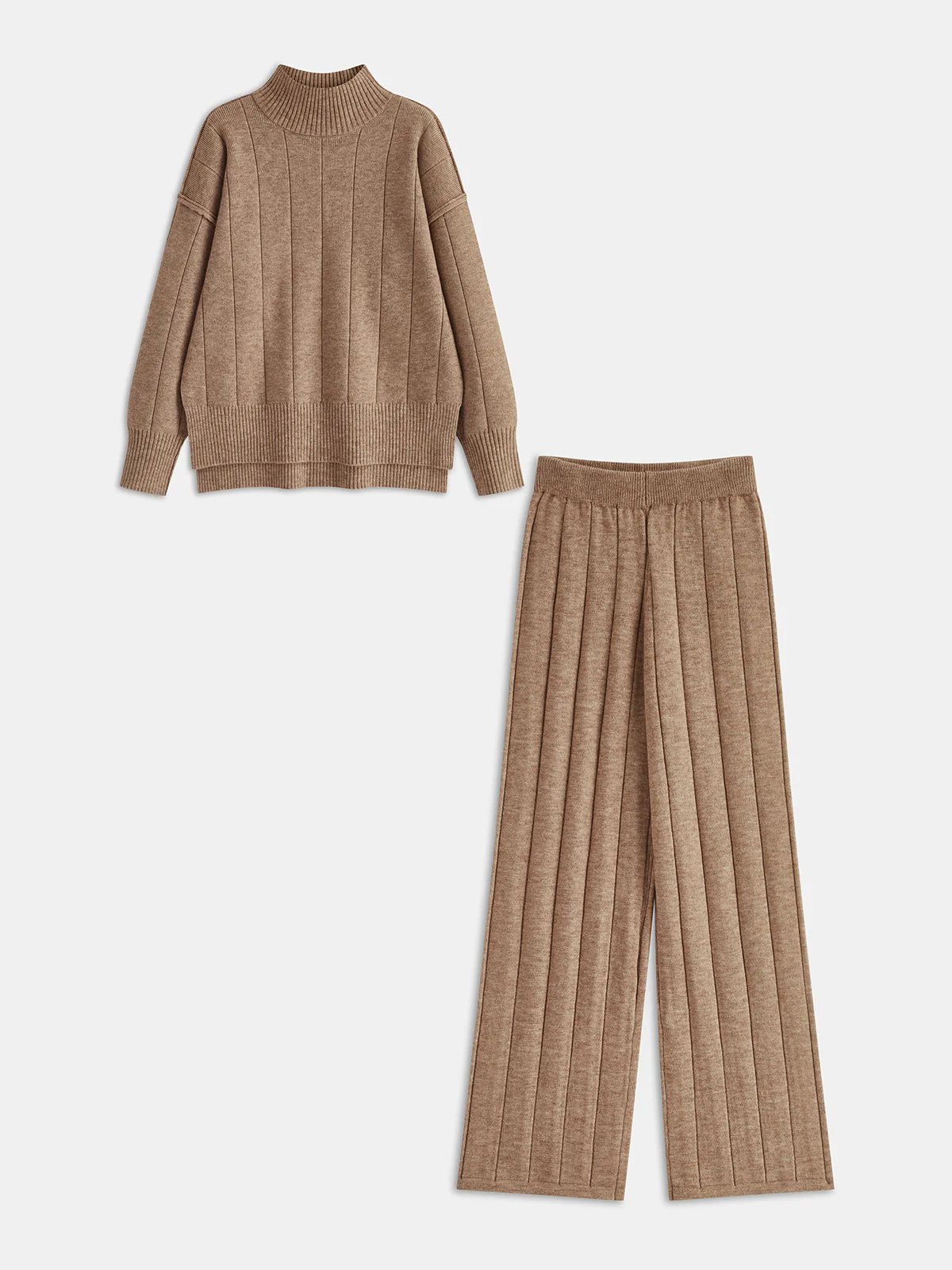 Soft Wide Rib Exposed Seam Jumper And Wide Leg Co-ord - Wholesalesil