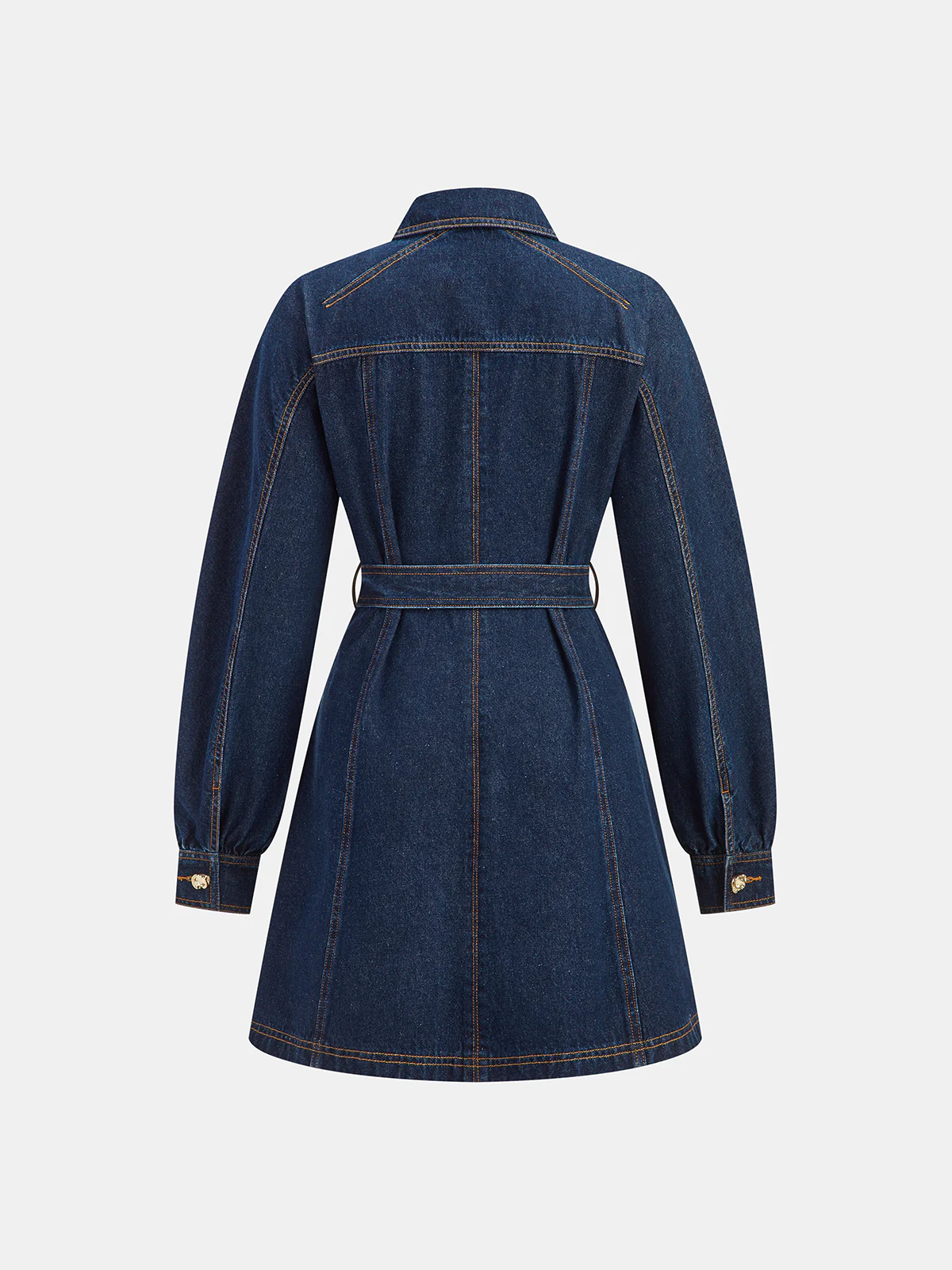 Belted Denim Shirt Dress - Wholesalesil