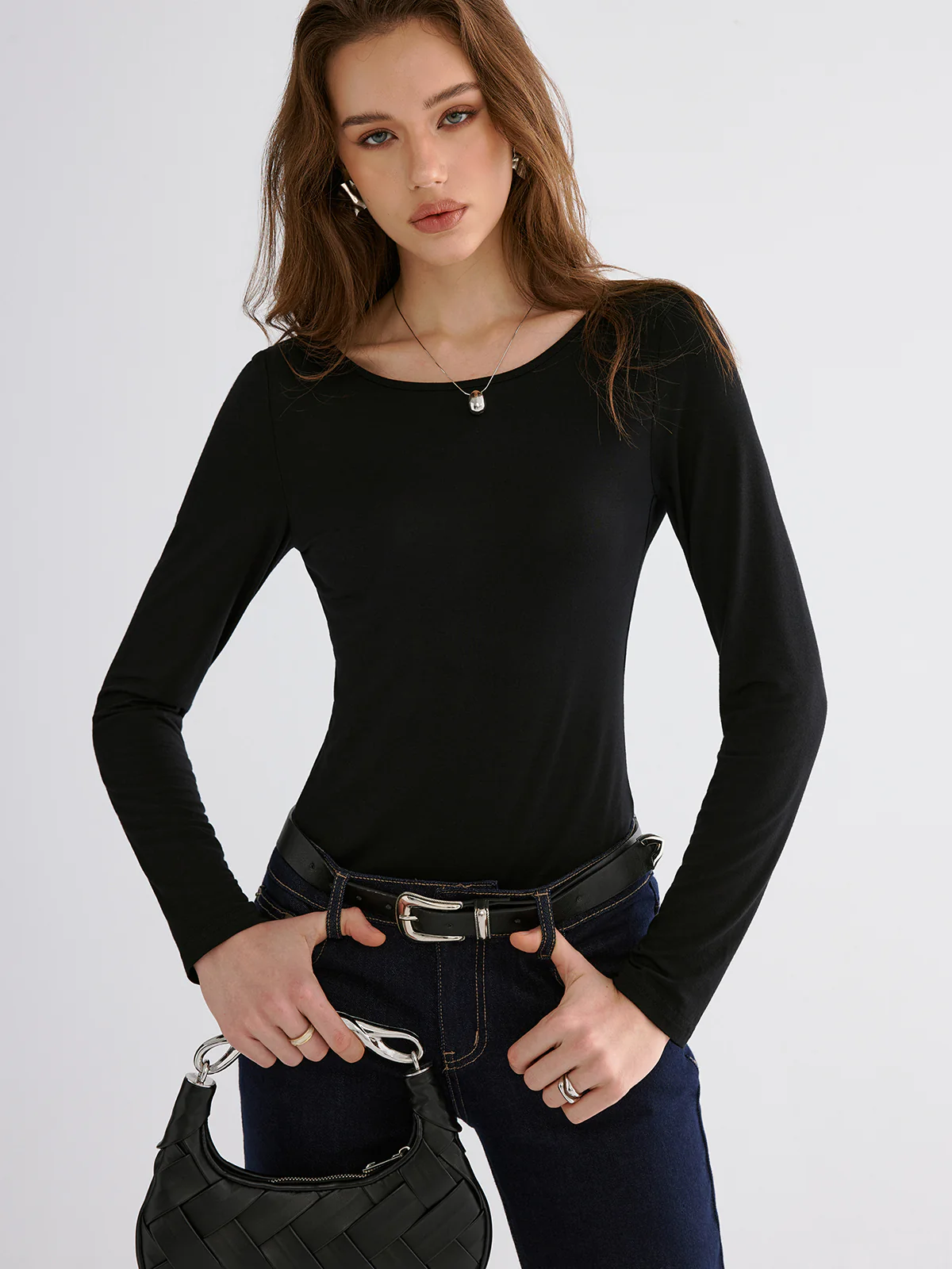 Butterfly Lace Back Long Sleeve Shirt - Wholesalesil