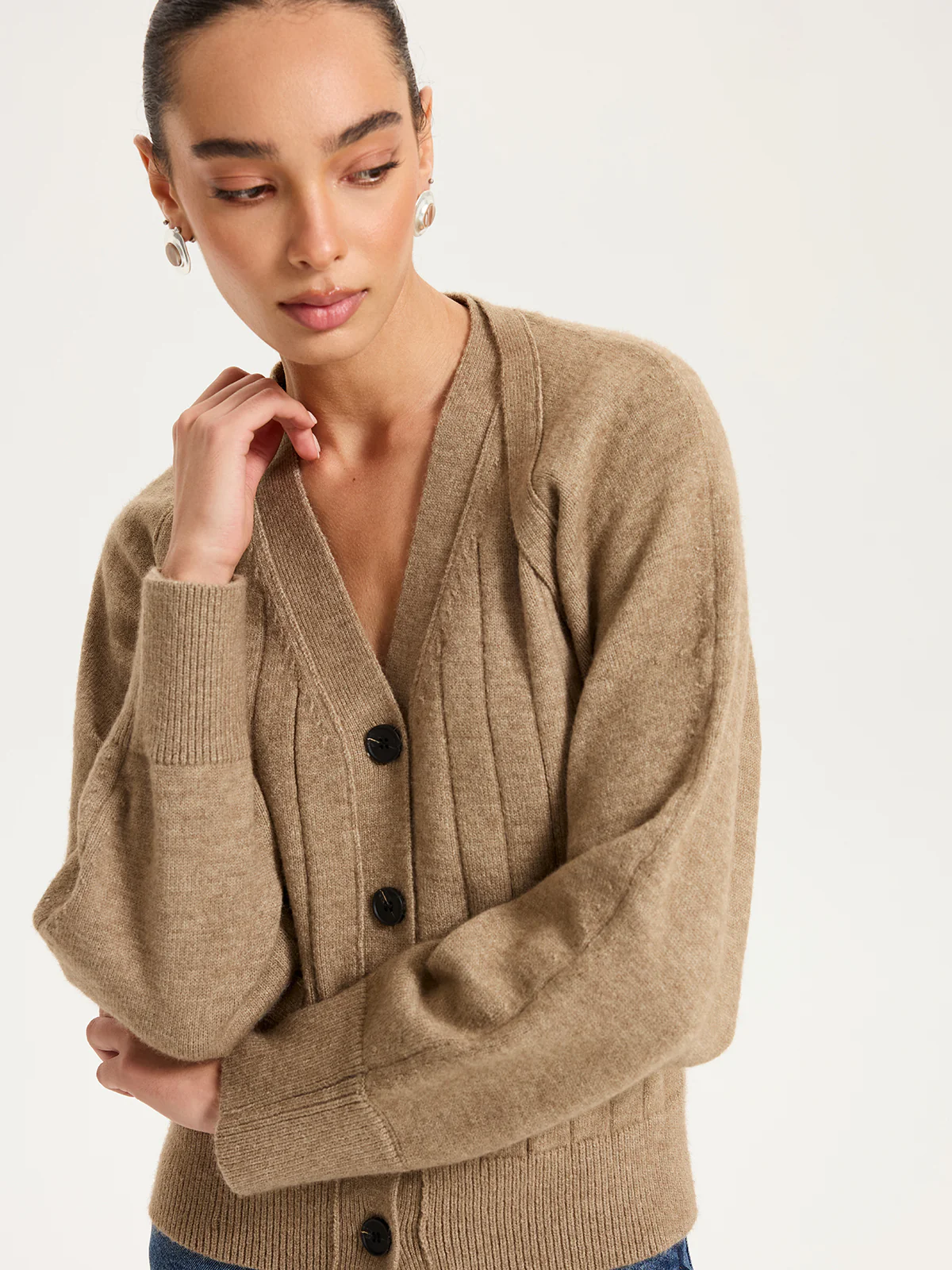 V-Neck Vest and Cardigan Knitted Two-Piece Set - Wholesalesil