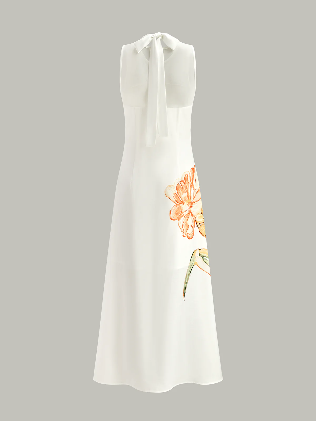 Floral Print Halter Neck Maxi Dress - Wholesalesil