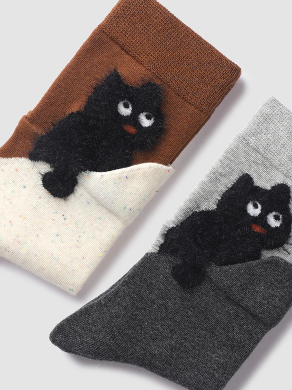 Cat Graphic Detail Mid-Calf Socks - Wholesalesil