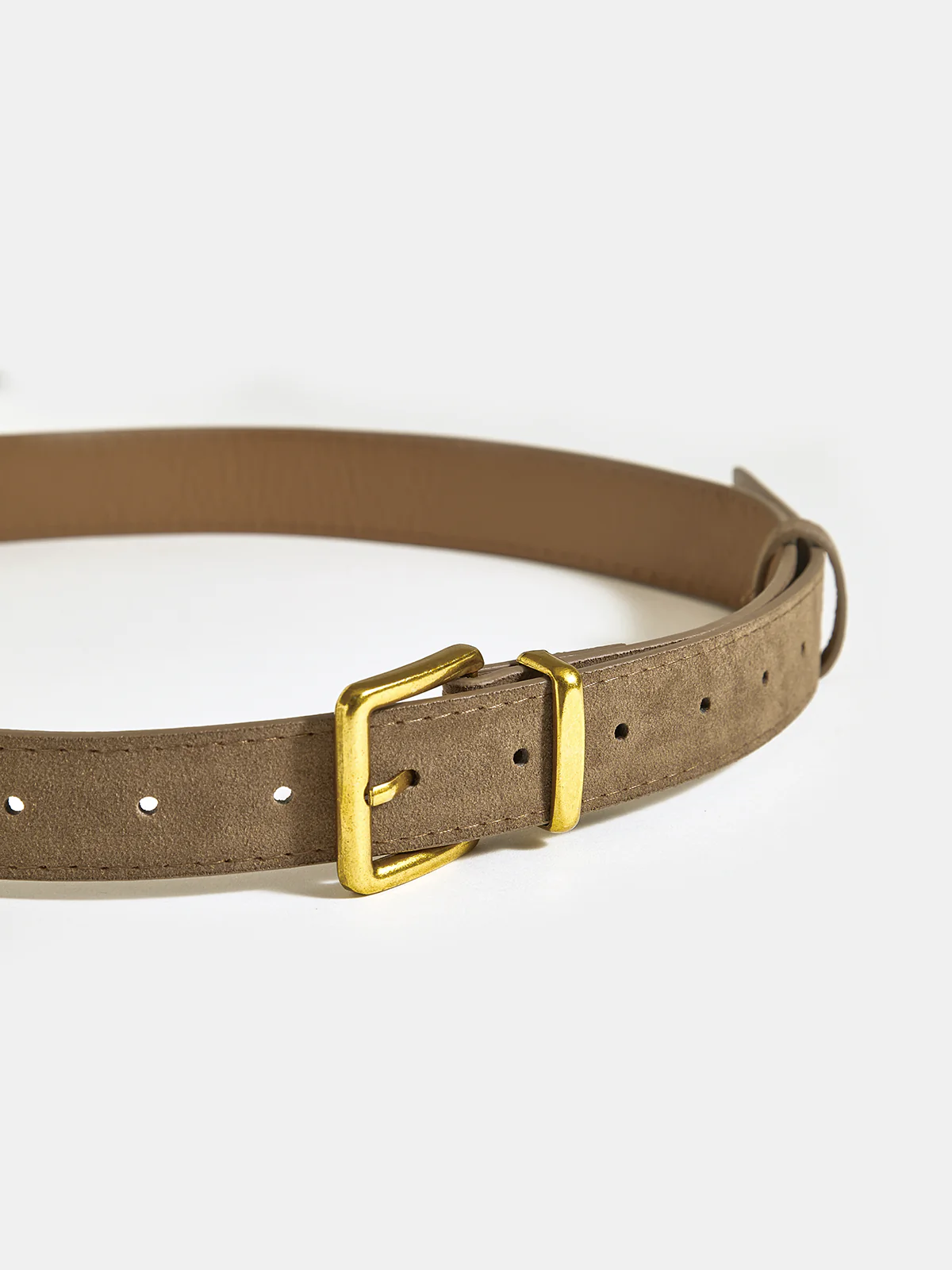 Golden Buckle Suede Belt - Wholesalesil