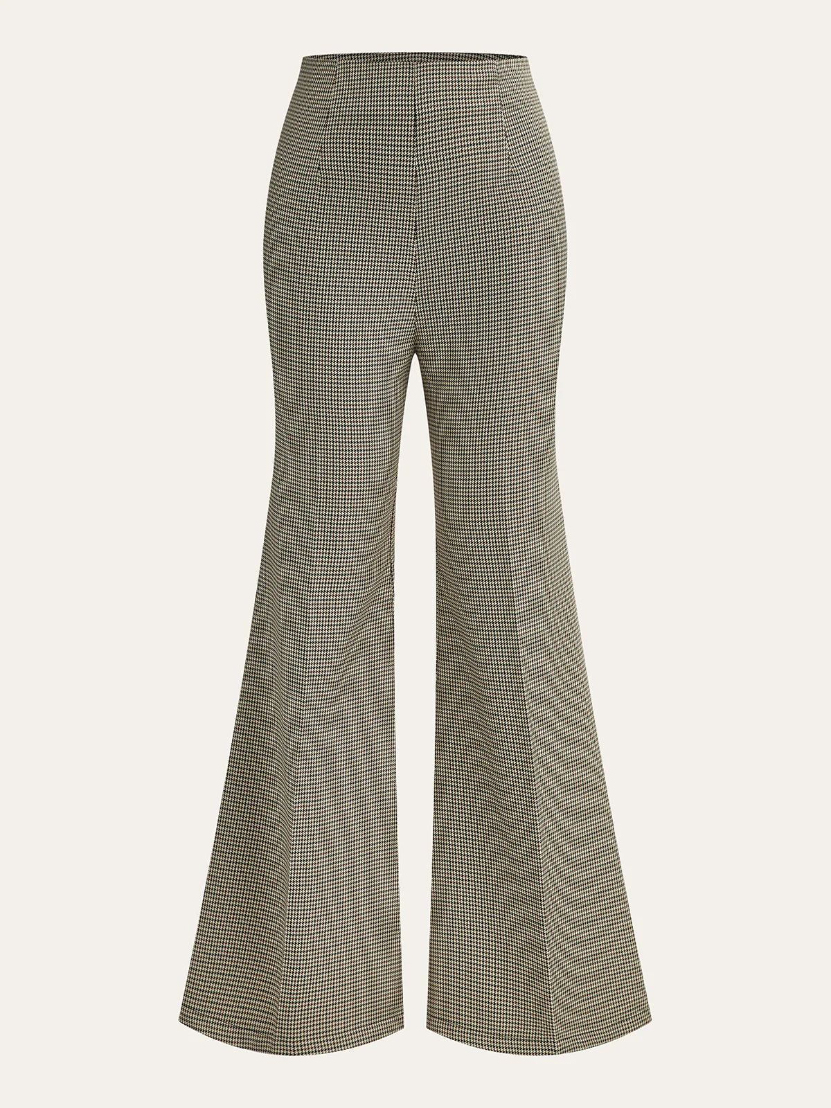 High-Waisted Houndstooth Flare Pants - Wholesalesil
