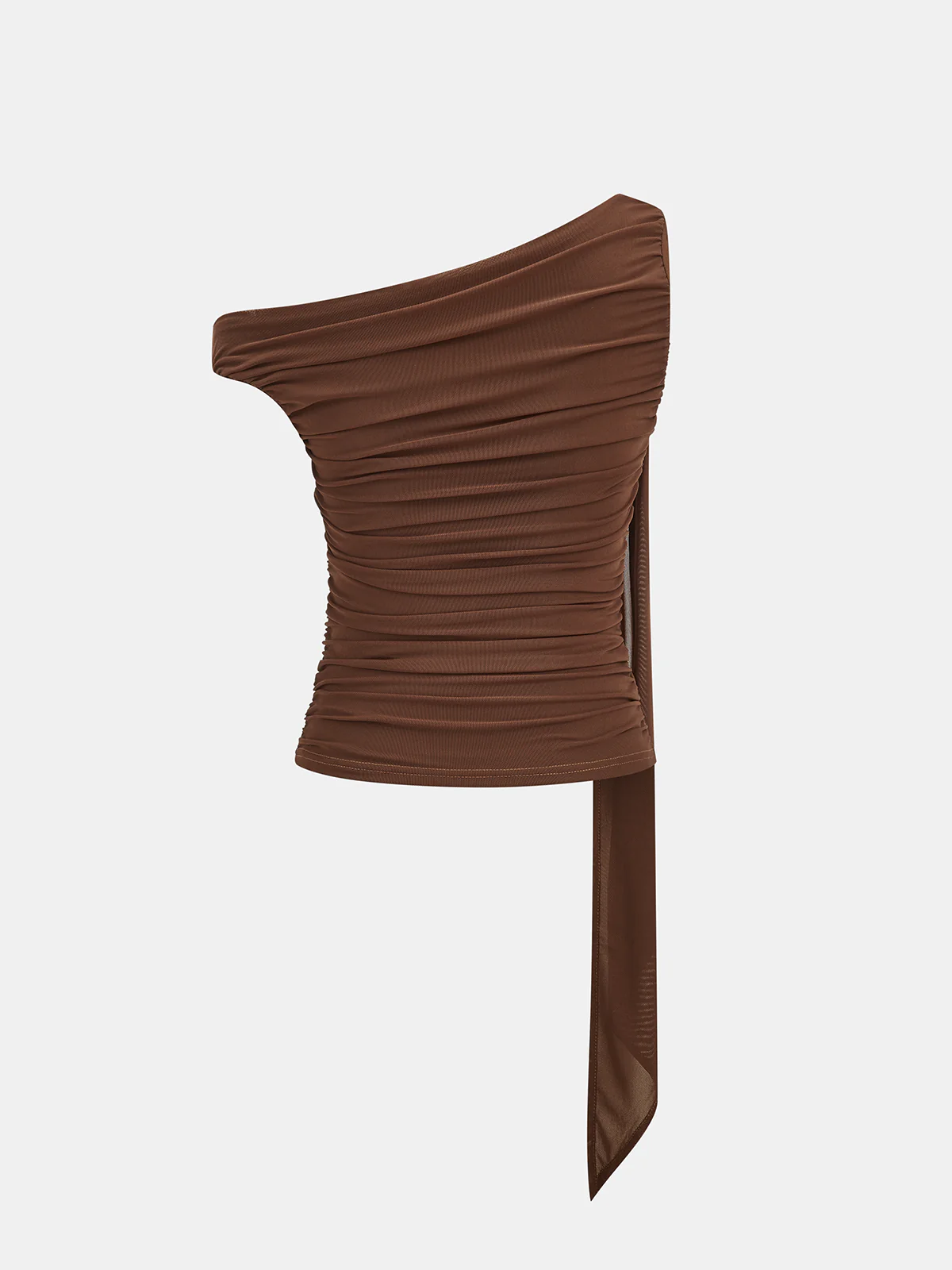 Ruched Off-shoulder Top with Metal Decor - Wholesalesil