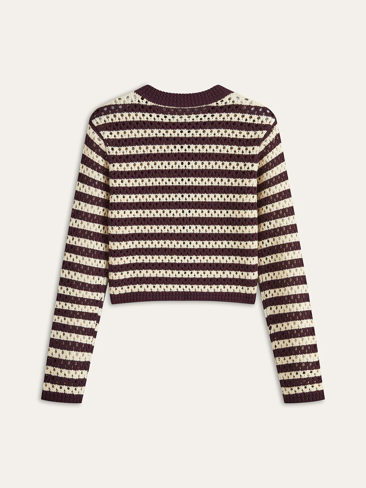 Striped Crochet Knit Cardigan - Wholesalesil