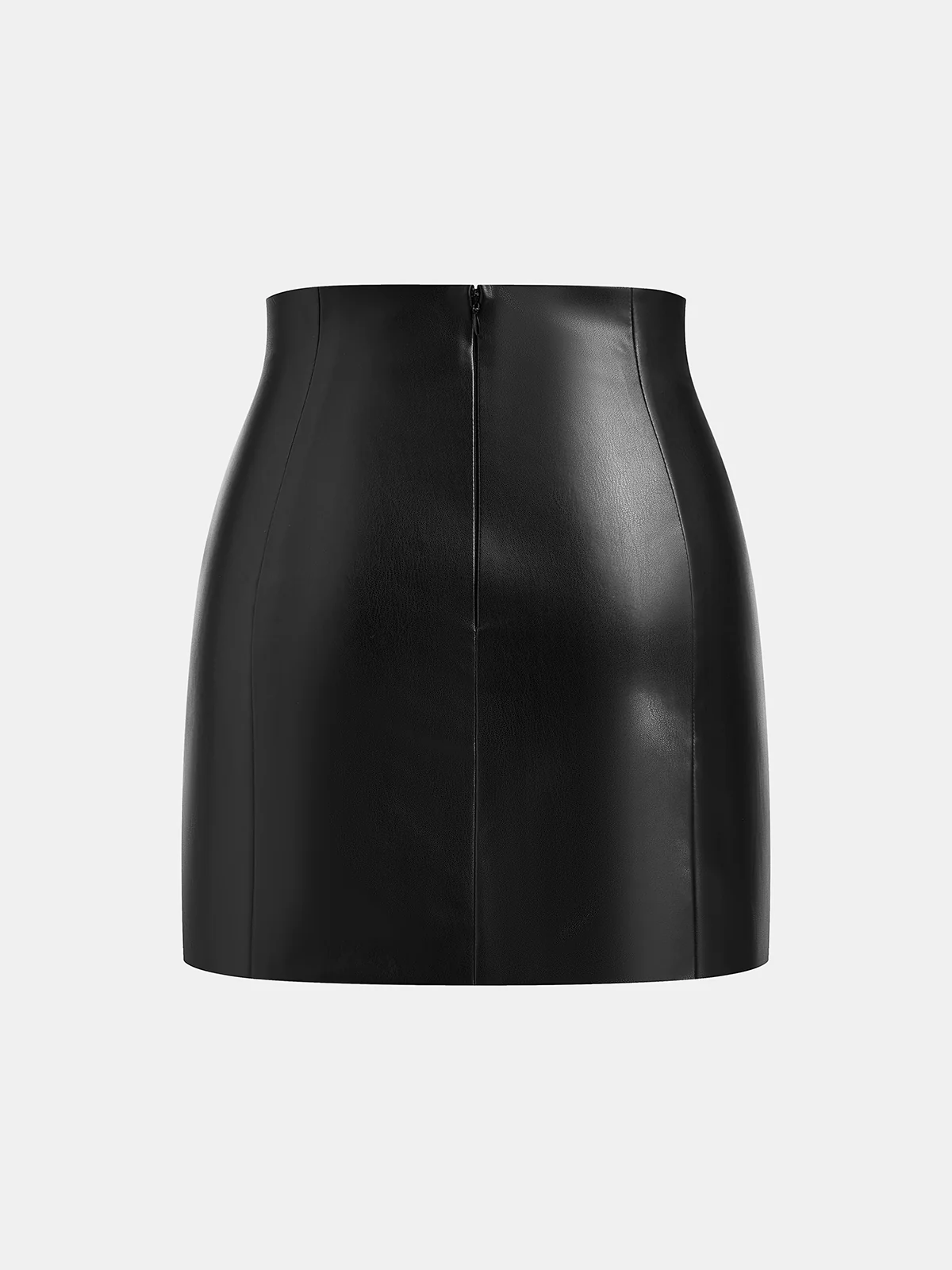 Metal Detail Faux Leather Mini Skirt - Wholesalesil