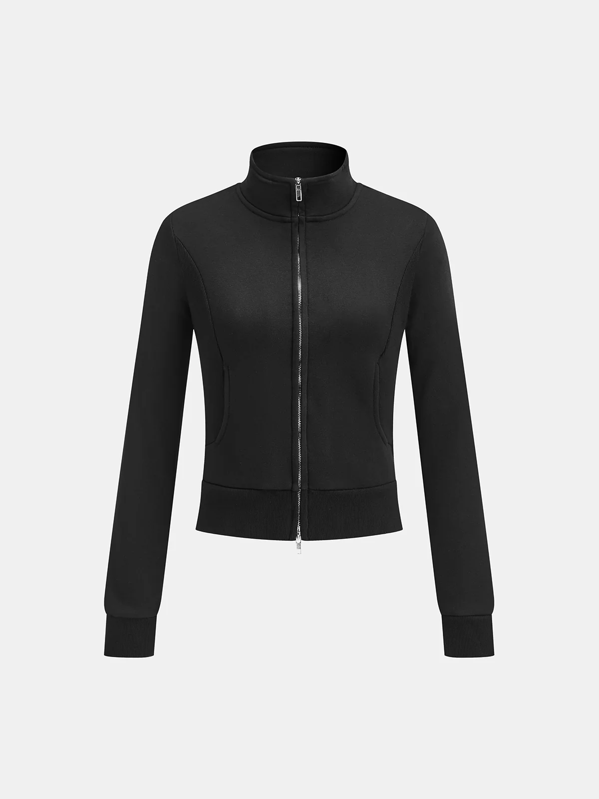 Convertible Collar Zip-Up Sweatshirt - Wholesalesil