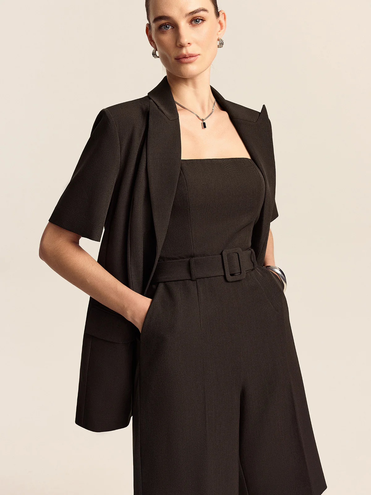 Strapless Belted Jumpsuit - Wholesalesil