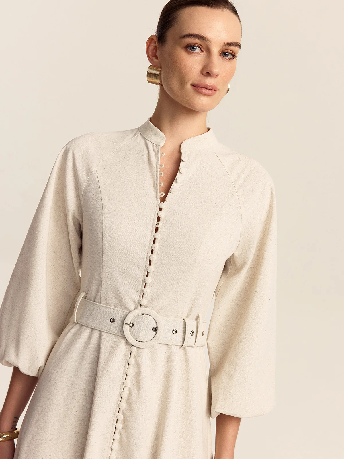 Belted Button Front Maxi Dress - Wholesalesil