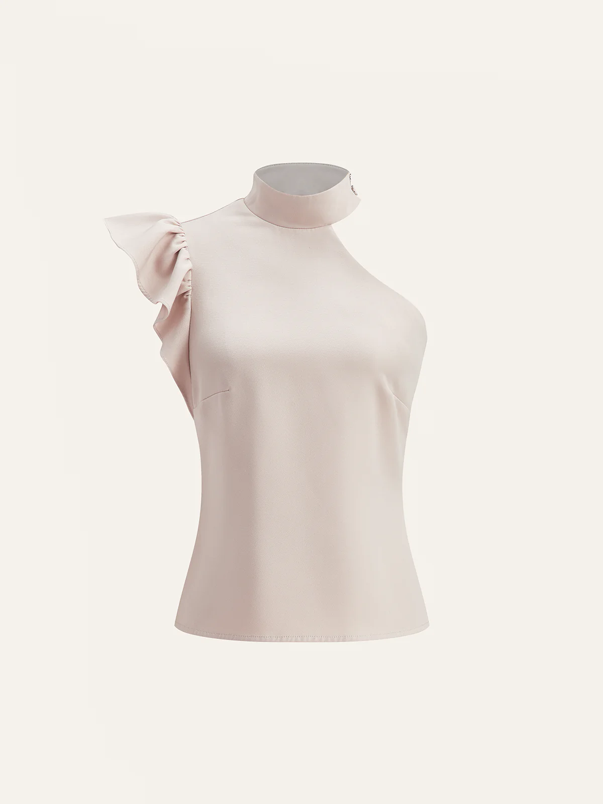 One-Shoulder Ruffled Top and Double-Button Pants Set - Wholesalesil