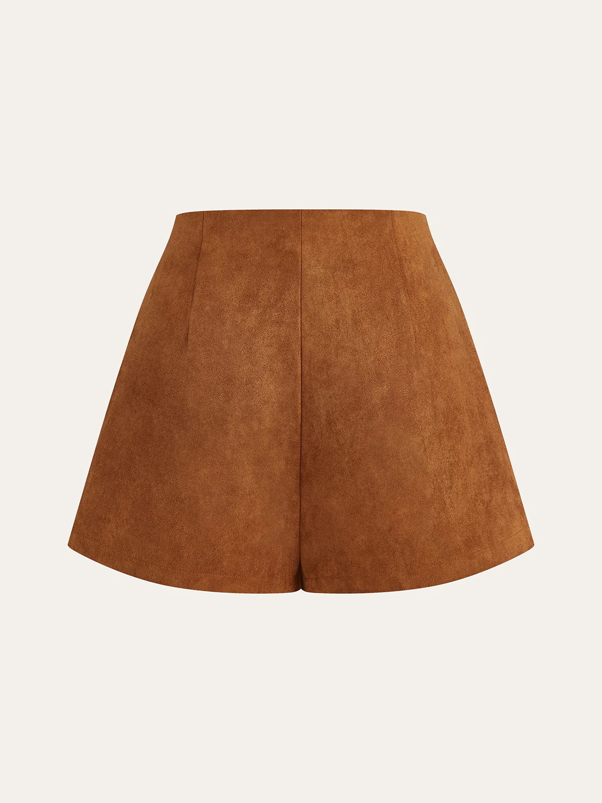 Embellished Button Suede Effect High-Waisted Shorts - Wholesalesil