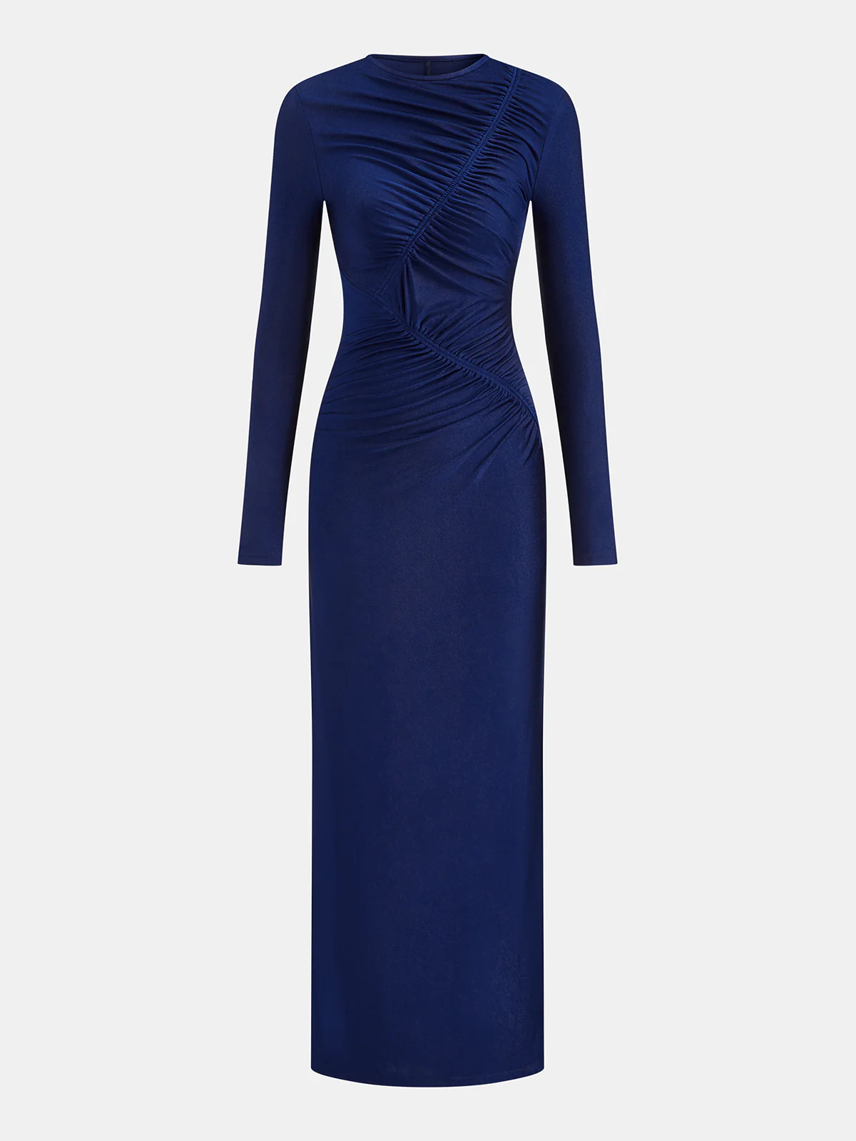 Ruched Long-Sleeve Maxi Dress - Wholesalesil