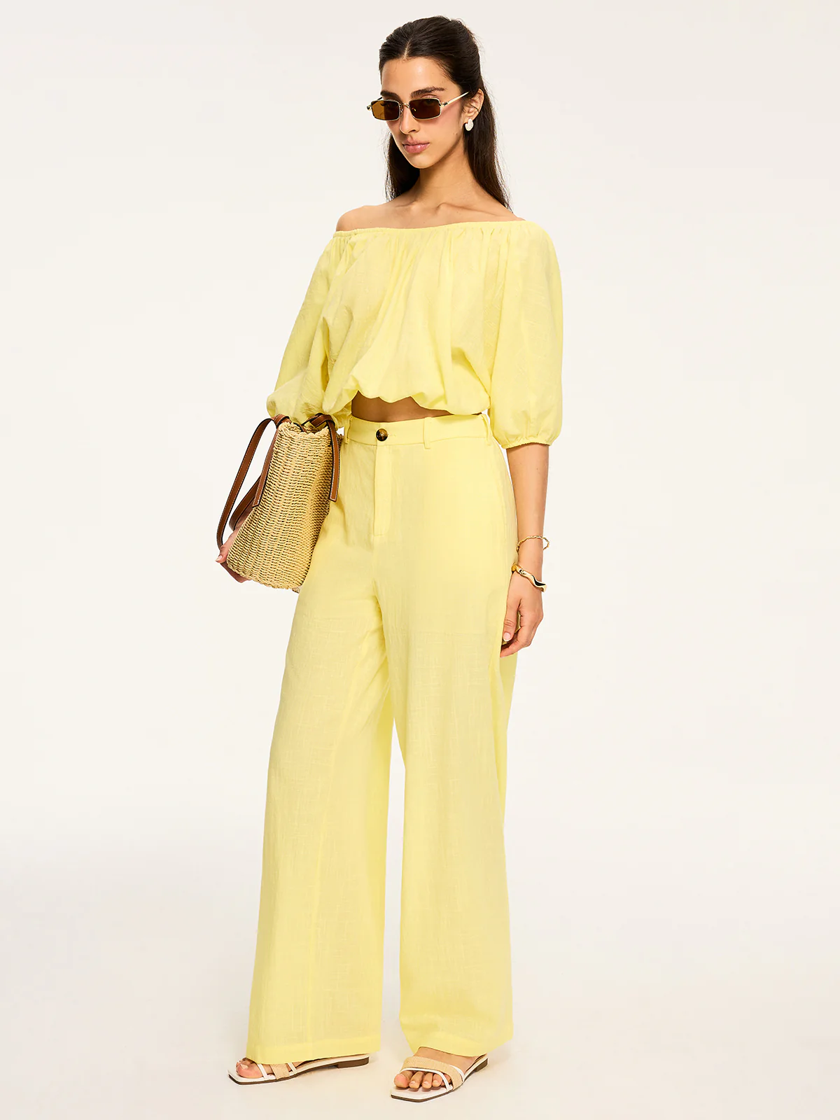 Mid-Waisted Wide-Leg Pants - Wholesalesil