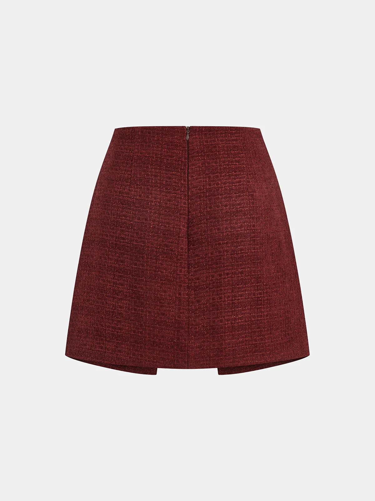 Metal Detail Tweed Slit Mini Skirt - Wholesalesil