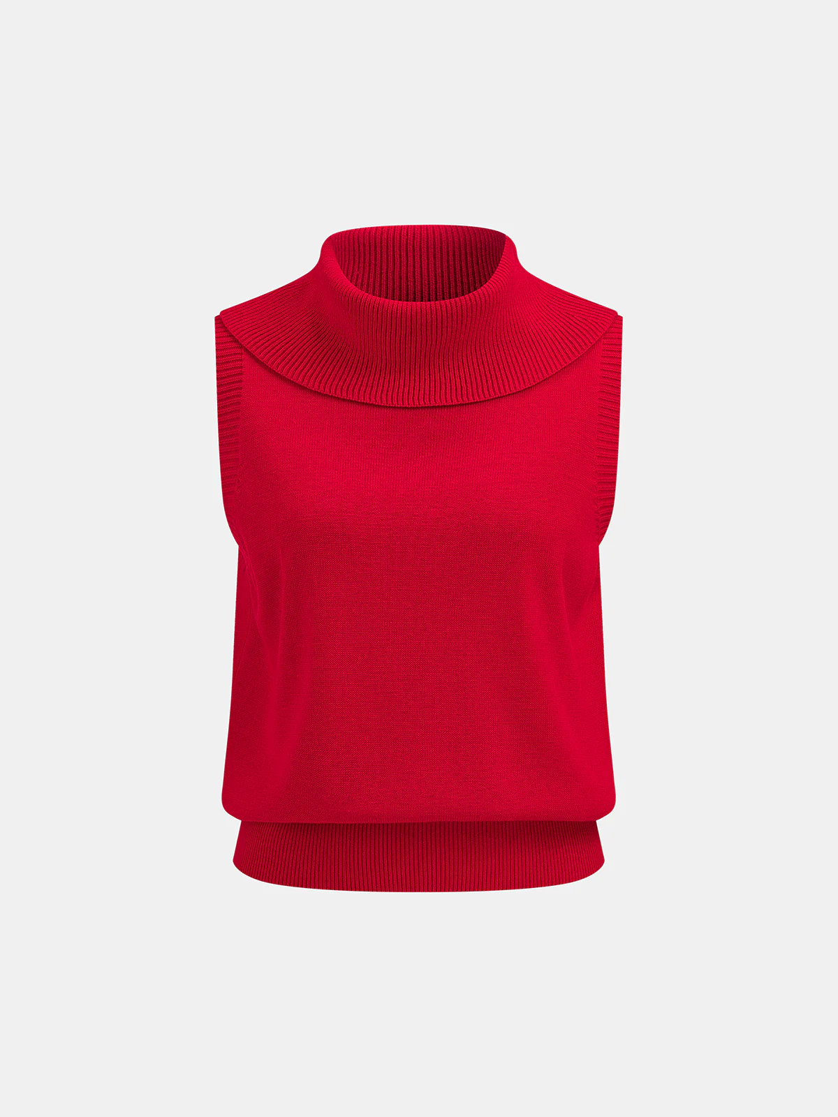 Turtleneck Sleeveless Knit Vest - Wholesalesil