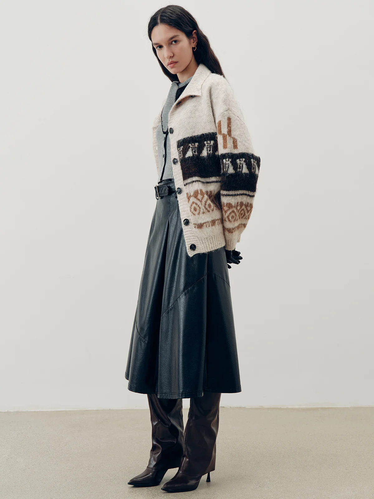 Jacquard Casual Knit Outerwear - Wholesalesil