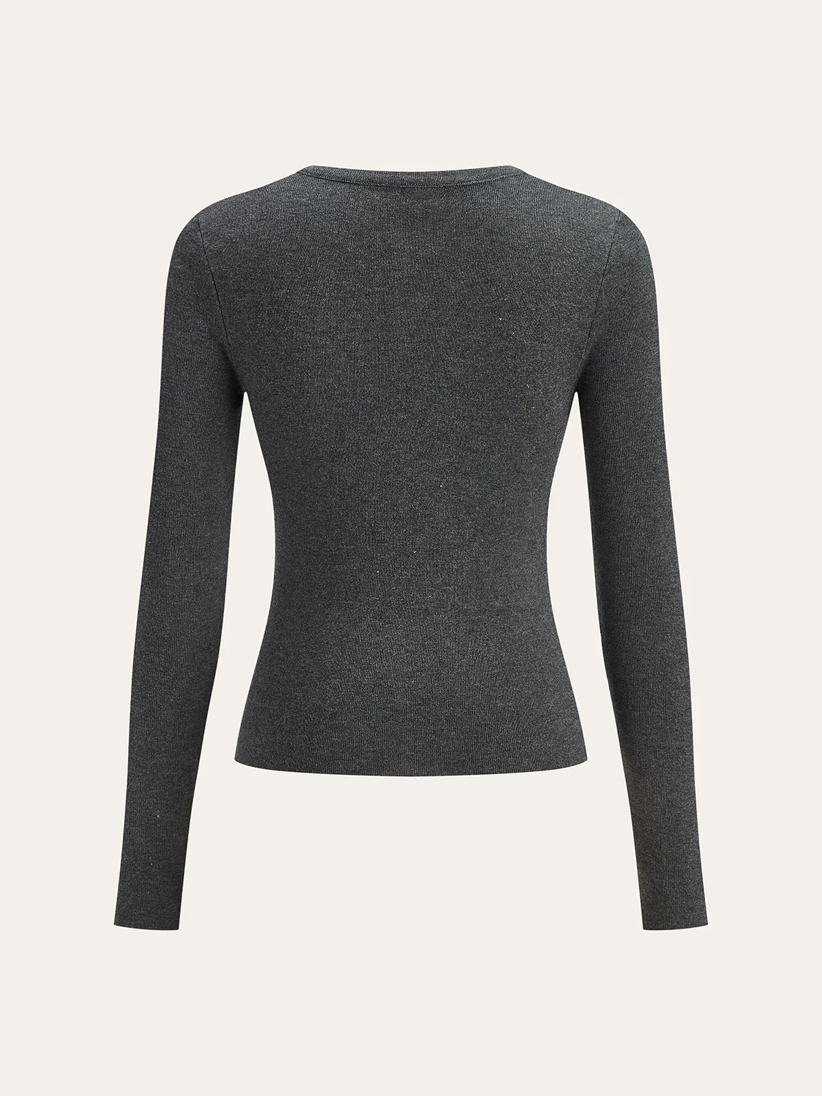 Wool Blend Fitted Button Knit Top - Wholesalesil