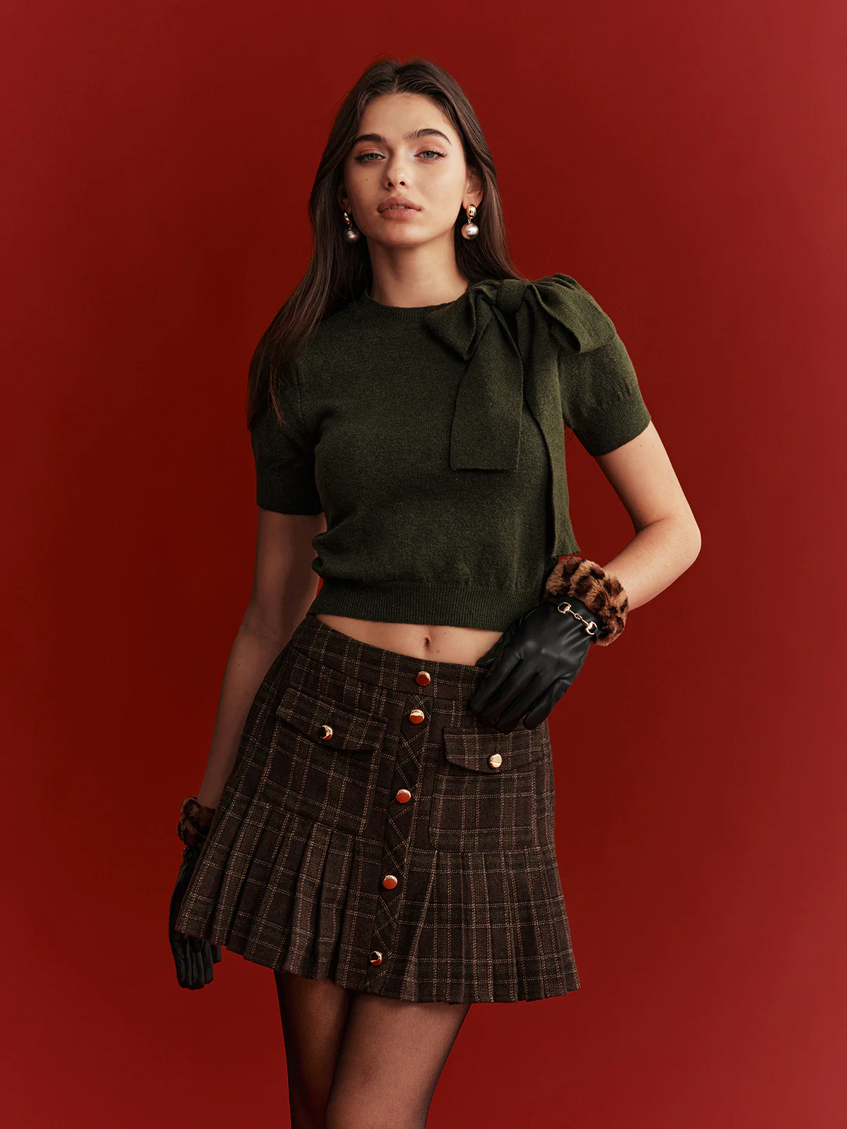 Bow Detail Knit Crop Top - Wholesalesil