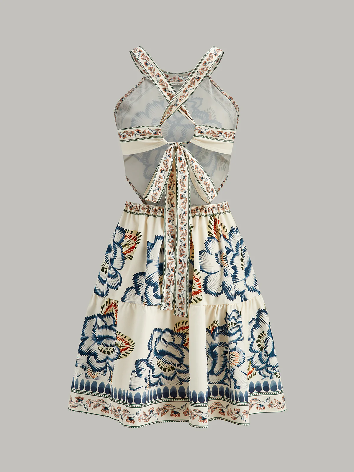 Floral Print Backless Dress - Wholesalesil