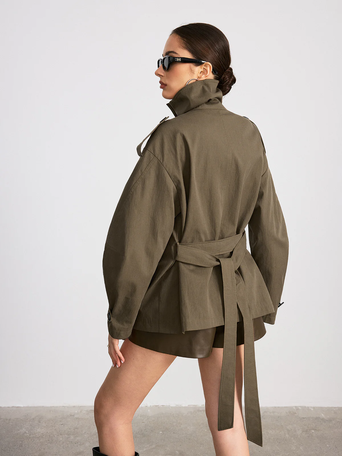 Double-Breasted Belted Trench Coat - Wholesalesil